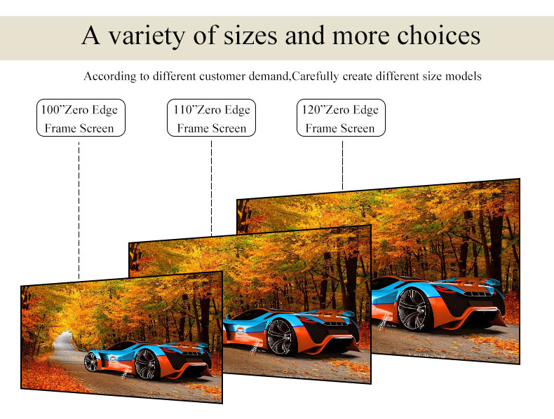 Tela de projeção de quadro fixo ultra estreito de 10 mm